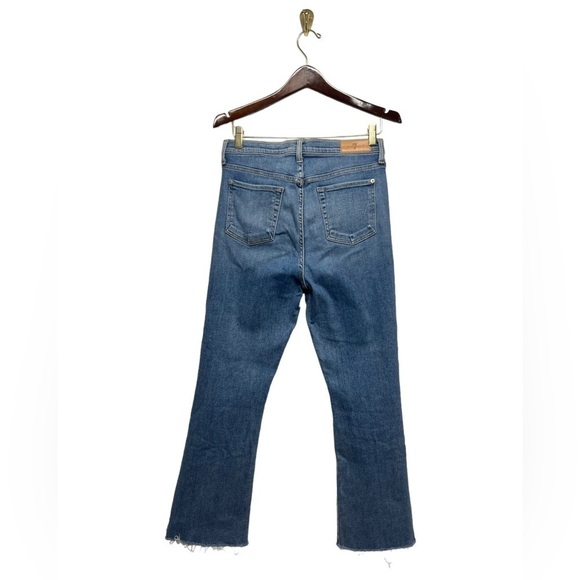 7 FOR ALL MANKIND LUXE VINTAGE High Waist Slim Kick With Studs Beau Blue 30 - Picture 9 of 12